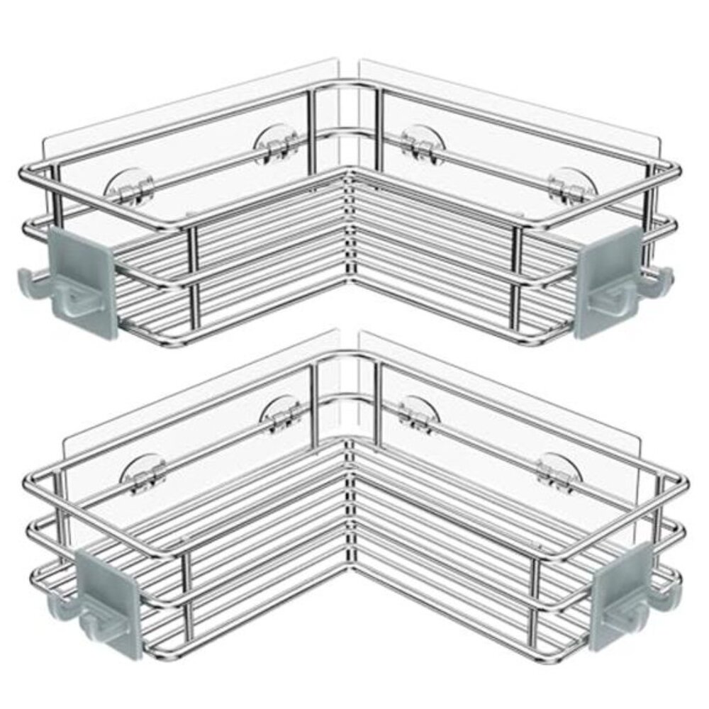 Corner Shower Shelves Stainless Steel Adhesive Shower Caddy Basket Rack Bathroom